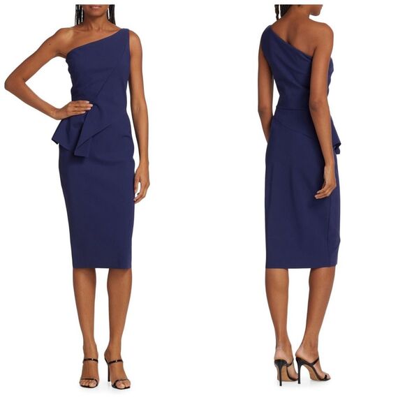 Chiara Boni La Petite Robe Womens Zulema One-Shoulder Peplum Dress Iris Sz 8 - Picture 1 of 11